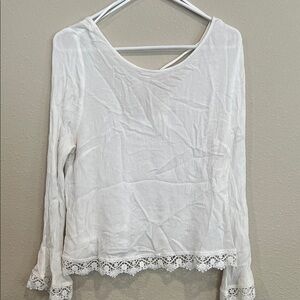 H&M Cream Lace-Accent Blouse